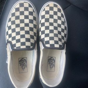 Checkered slip on vans